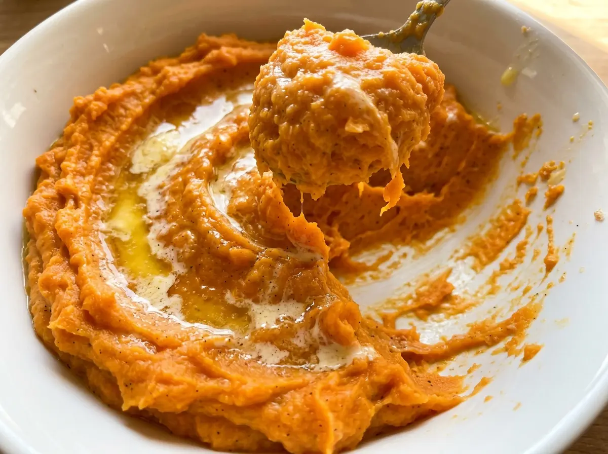Vanilla Bean Whipped Sweet Potatoes, creamy vanilla mash