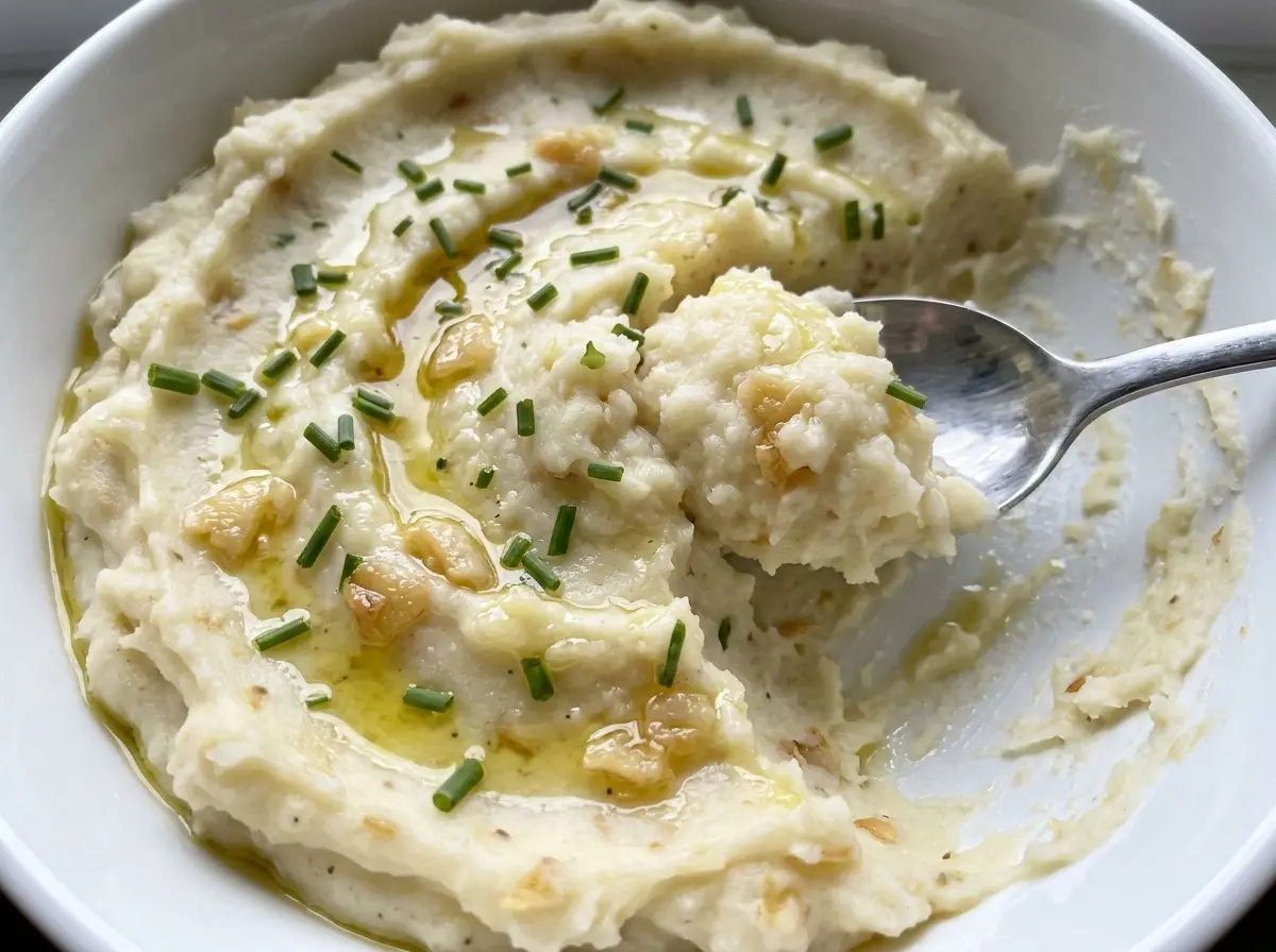Vegan Roasted Garlic Mashed Potatoes creamy, fluffy, golden