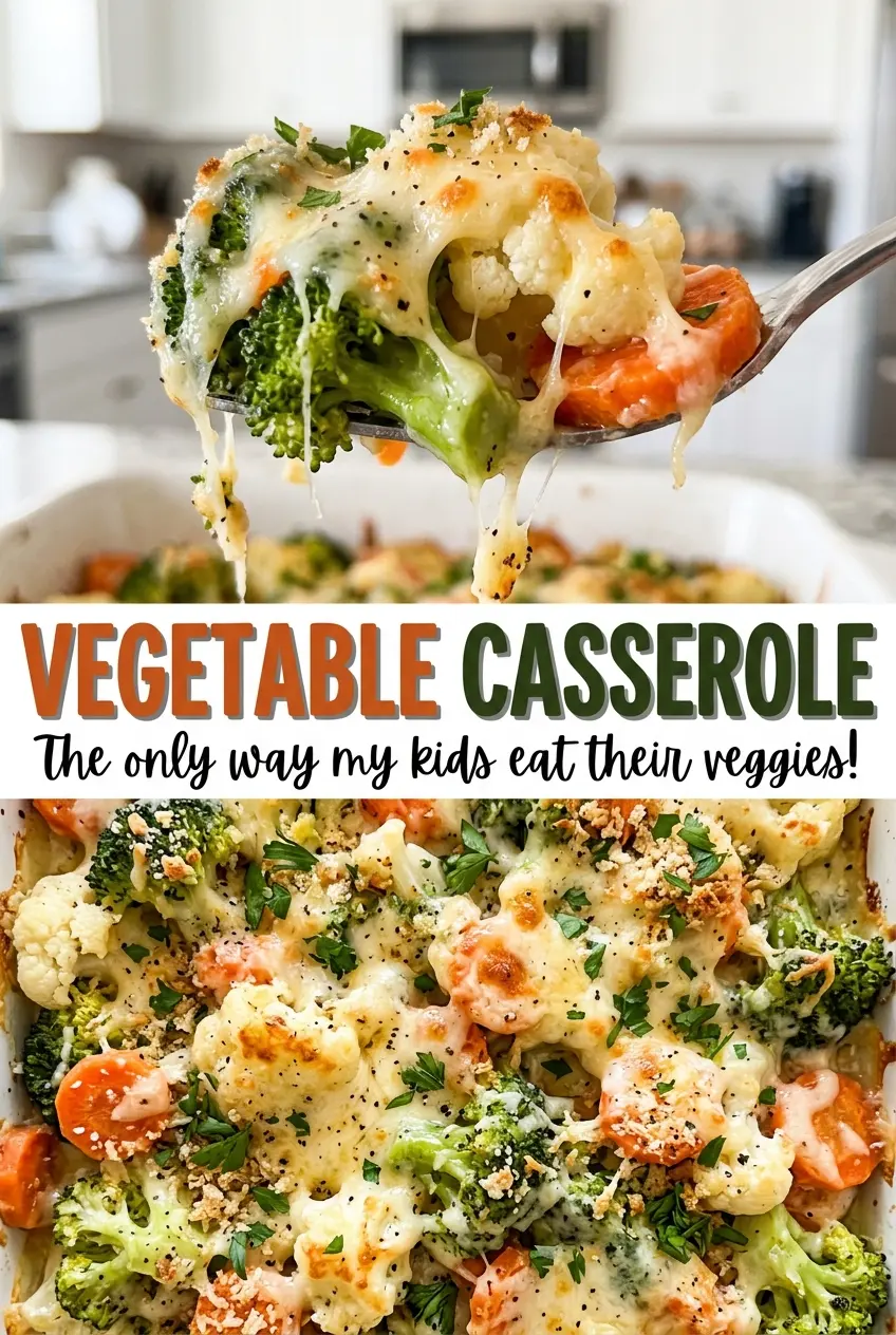 Vegetable casserole creamy center and crisp topping