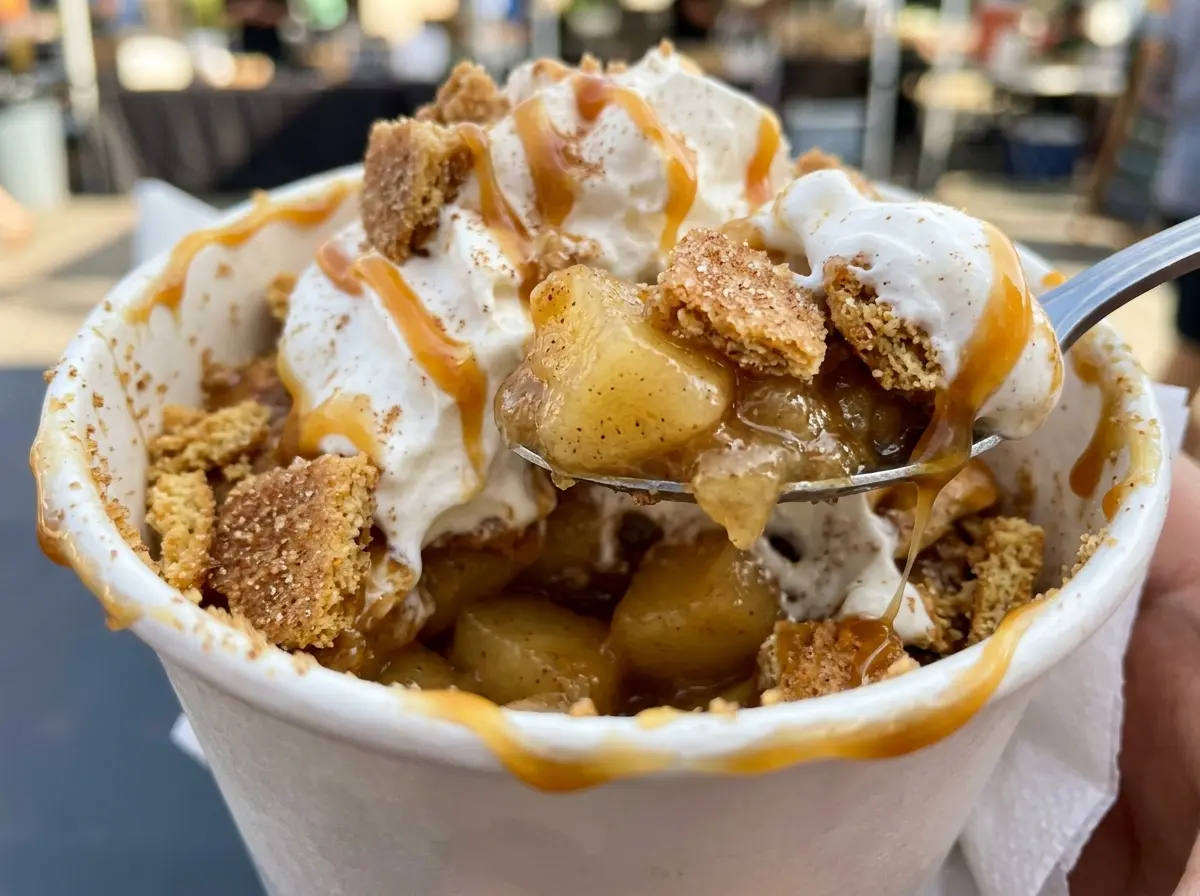 Walking Apple Pie with warm cinnamon apples
