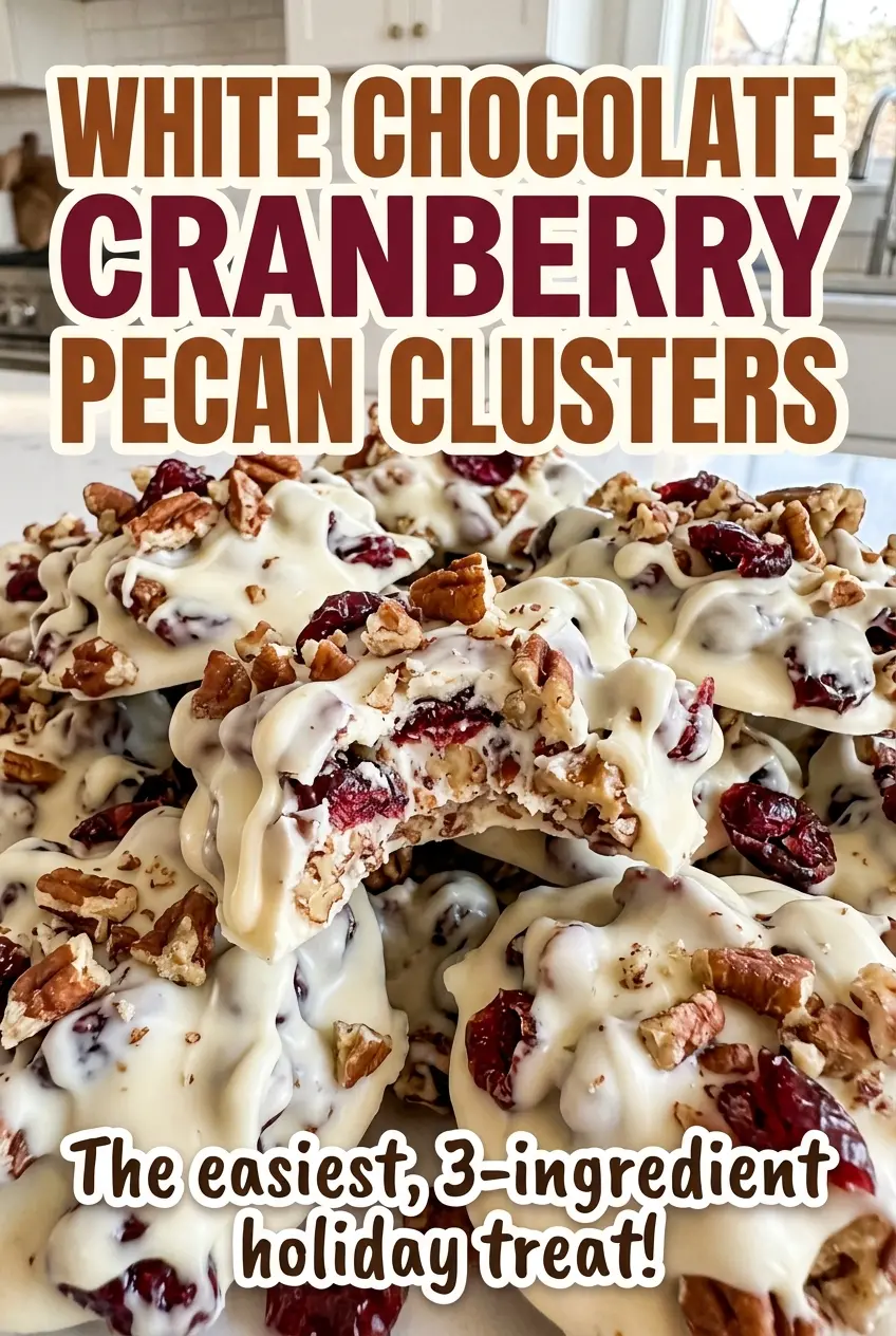 White Chocolate Cranberry Pecan Clusters bite-size, pecan-studded
